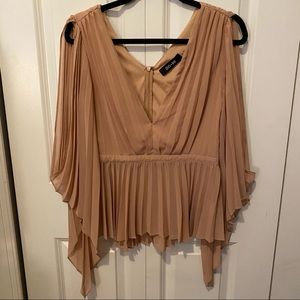 Pleated Deep V Blouse